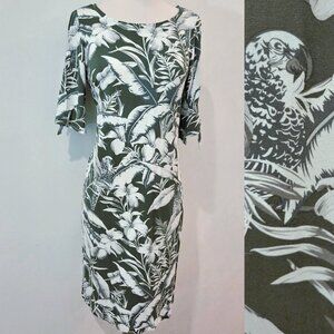 Tropical Tie Sleeve Tropical Print Jersey Dress